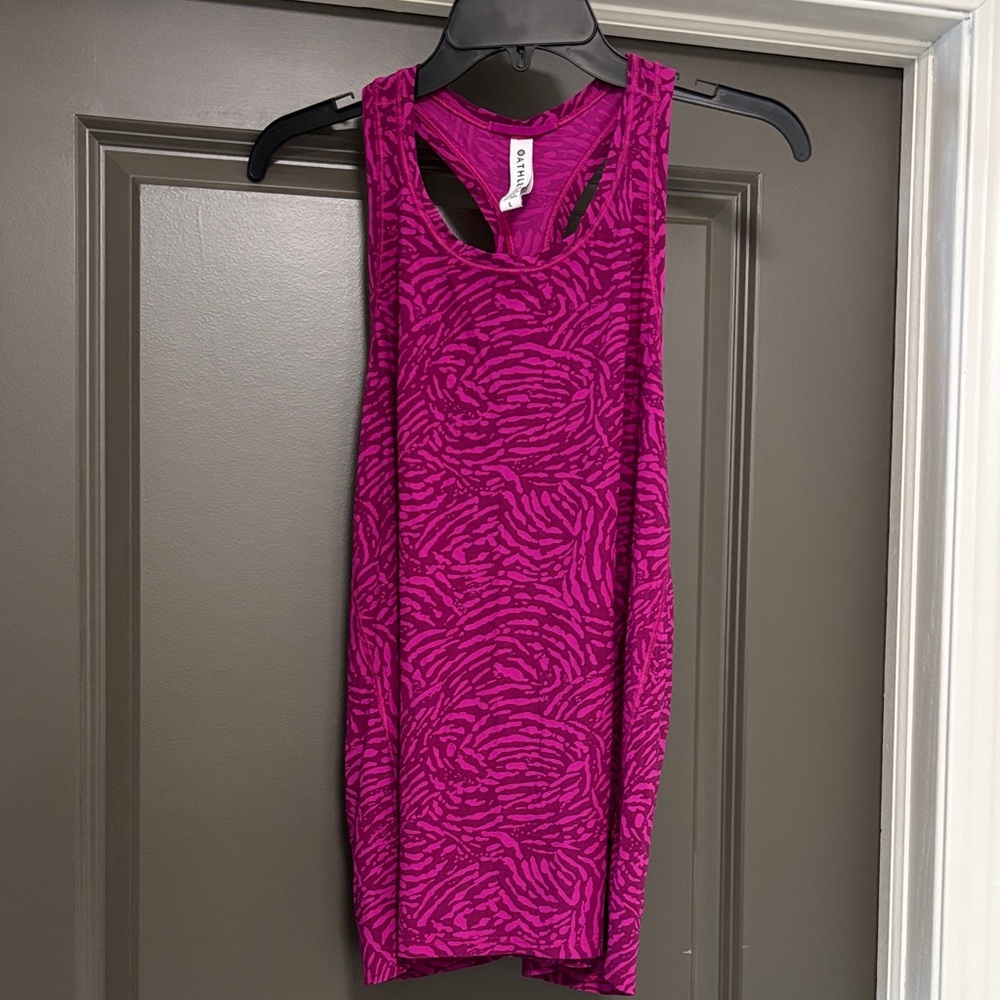 Athleta Women's Magenta/Purple Patterned Racerback Tank Top